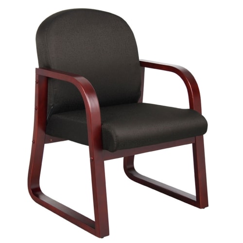 Boss Guest Accent or Dining Chair, Mahogany Frame with Black Fabric